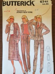 6741 BUTTERICK JACKET, SKIRT, PANTS 1970S PATTERN 12 UNCUT